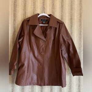 Dialogue Genuine Leather Jacket Brown Women Size XL Unisex Vintage Coat